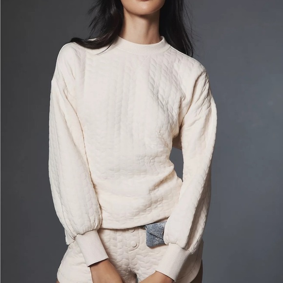 NWT Anthropologie Grey State Long-Sleeve Quilted Teddy Pullover Sz L - Picture 6 of 14